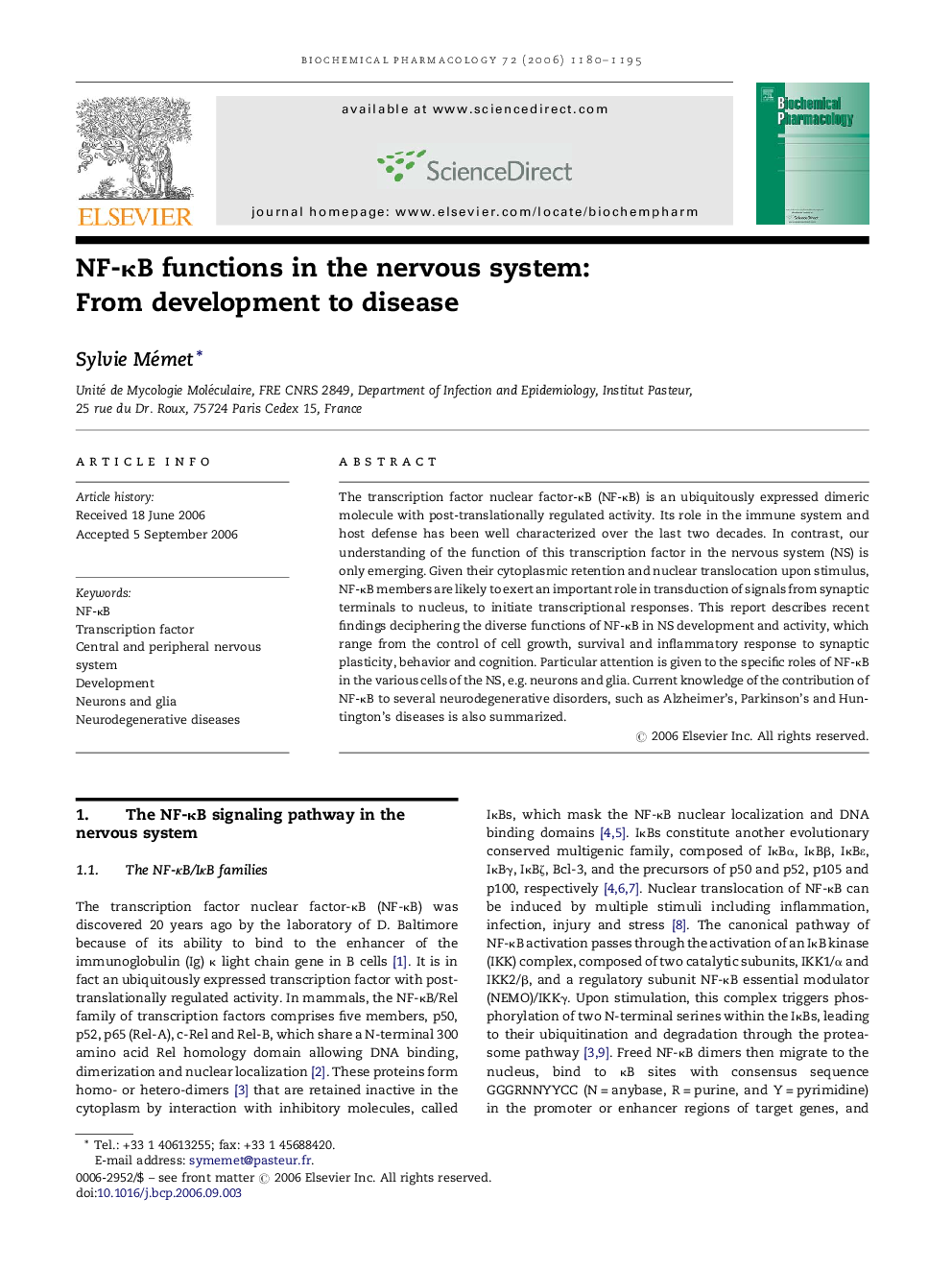 NF-κB functions in the nervous system: From development to disease