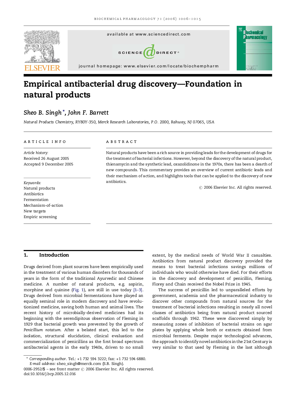 Empirical antibacterial drug discovery—Foundation in natural products