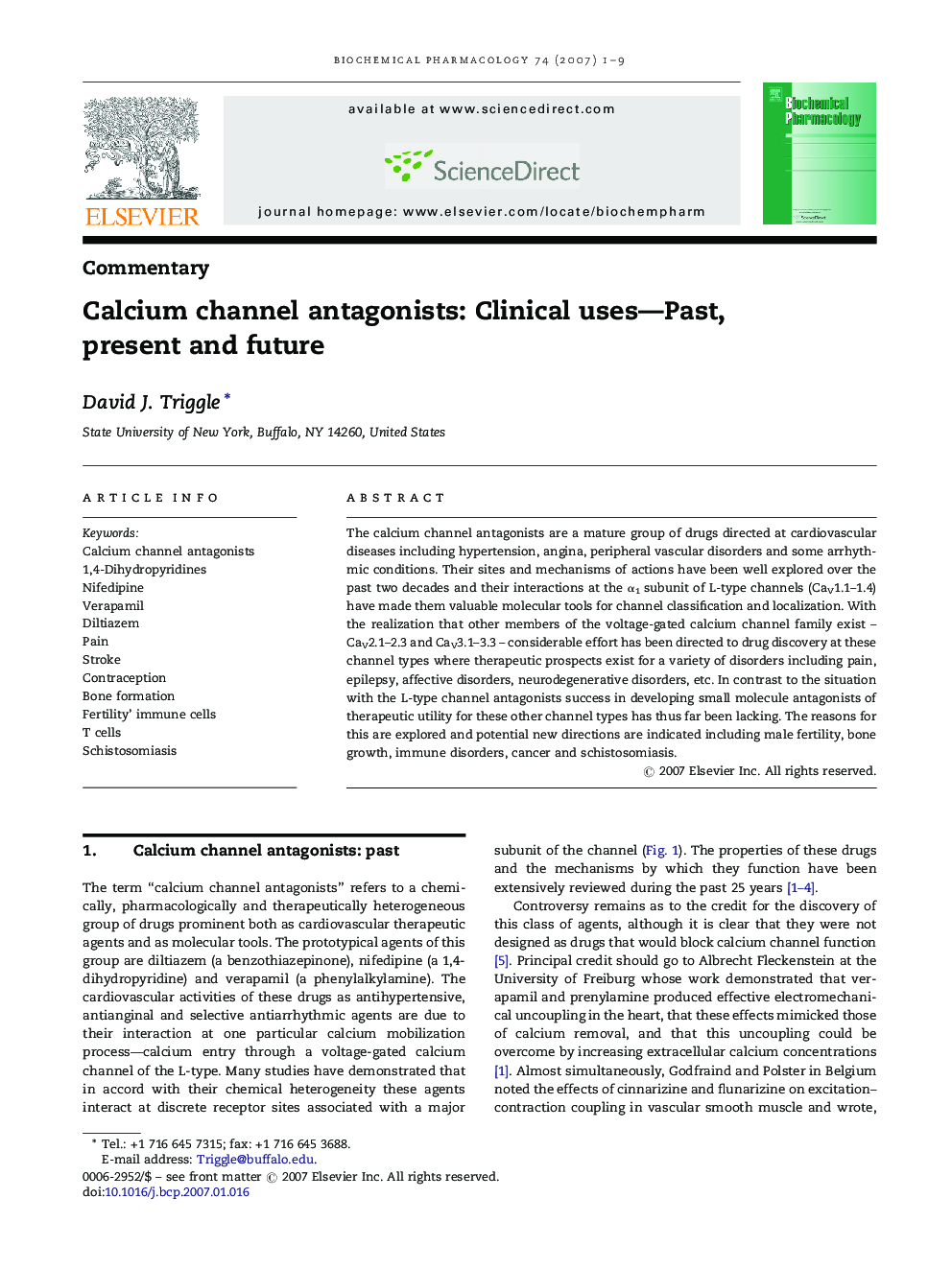 Calcium channel antagonists: Clinical uses—Past, present and future