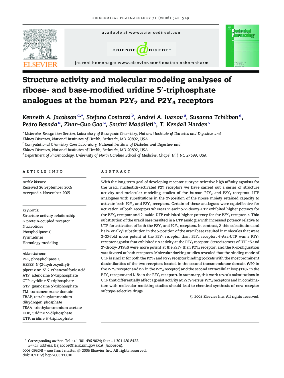 Structure activity and molecular modeling analyses of ribose- and base-modified uridine 5′-triphosphate analogues at the human P2Y2 and P2Y4 receptors