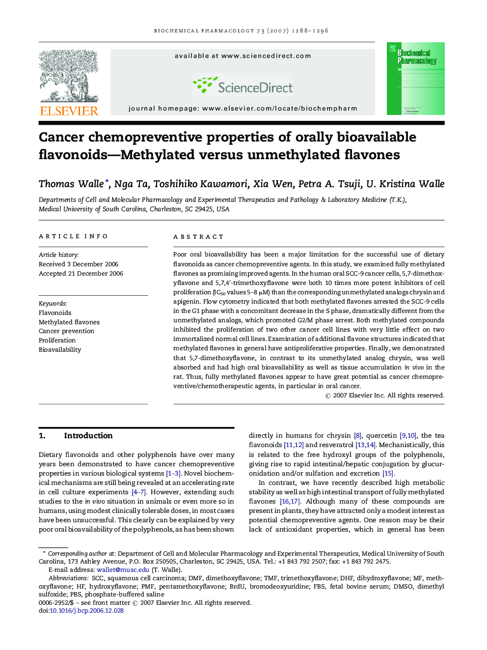 Cancer chemopreventive properties of orally bioavailable flavonoids—Methylated versus unmethylated flavones