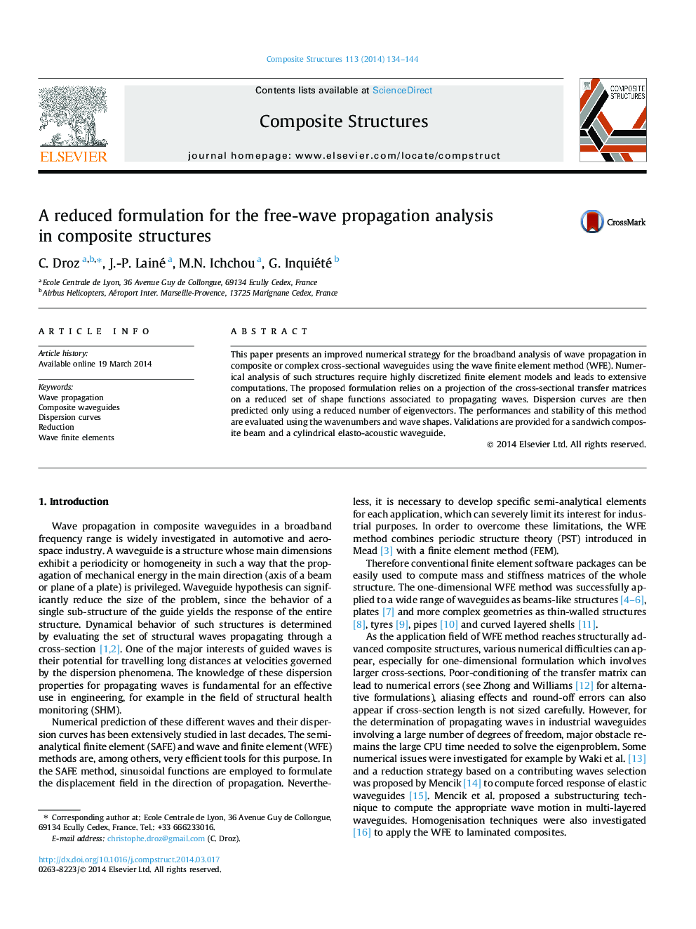 A reduced formulation for the free-wave propagation analysis in composite structures