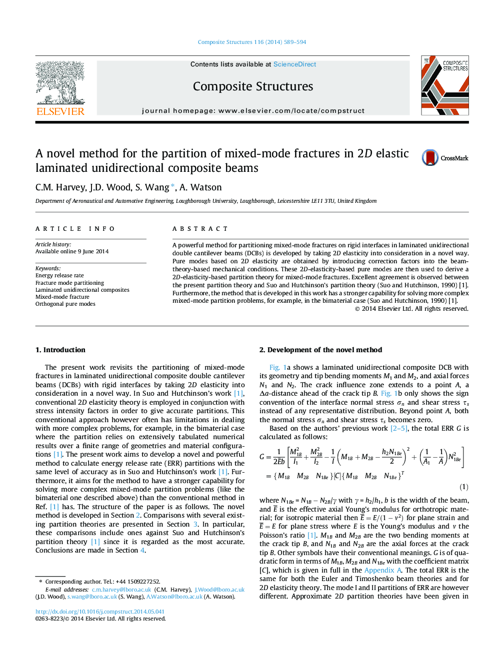 A novel method for the partition of mixed-mode fractures in 2D elastic laminated unidirectional composite beams