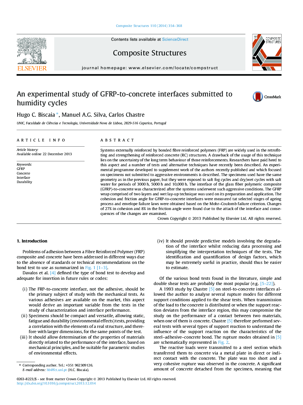 An experimental study of GFRP-to-concrete interfaces submitted to humidity cycles