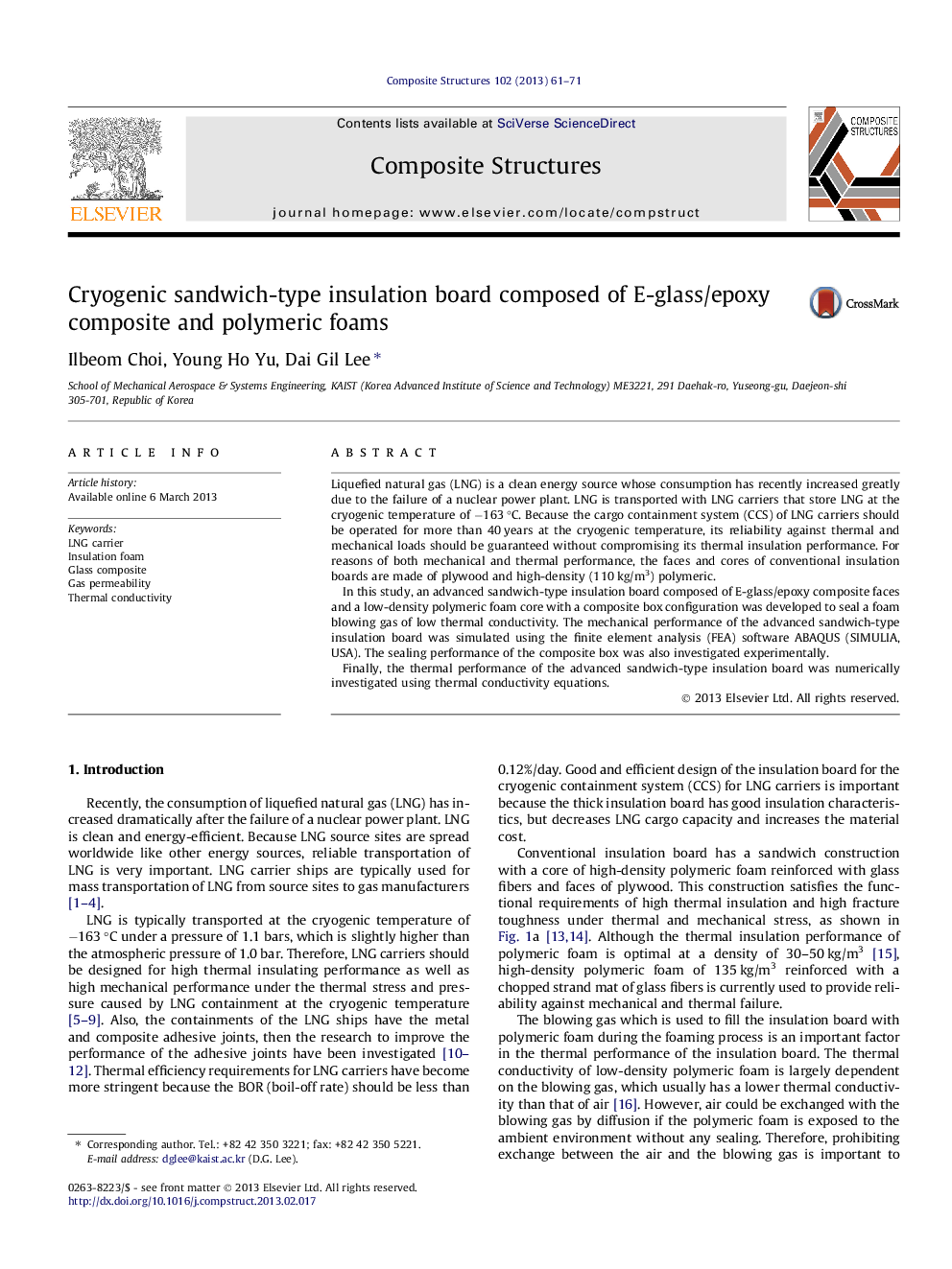 Cryogenic sandwich-type insulation board composed of E-glass/epoxy composite and polymeric foams