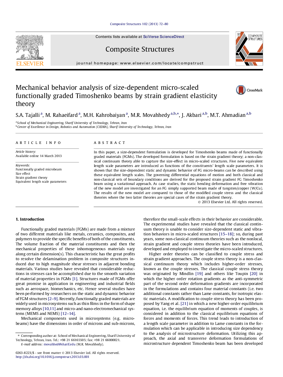 Mechanical behavior analysis of size-dependent micro-scaled functionally graded Timoshenko beams by strain gradient elasticity theory