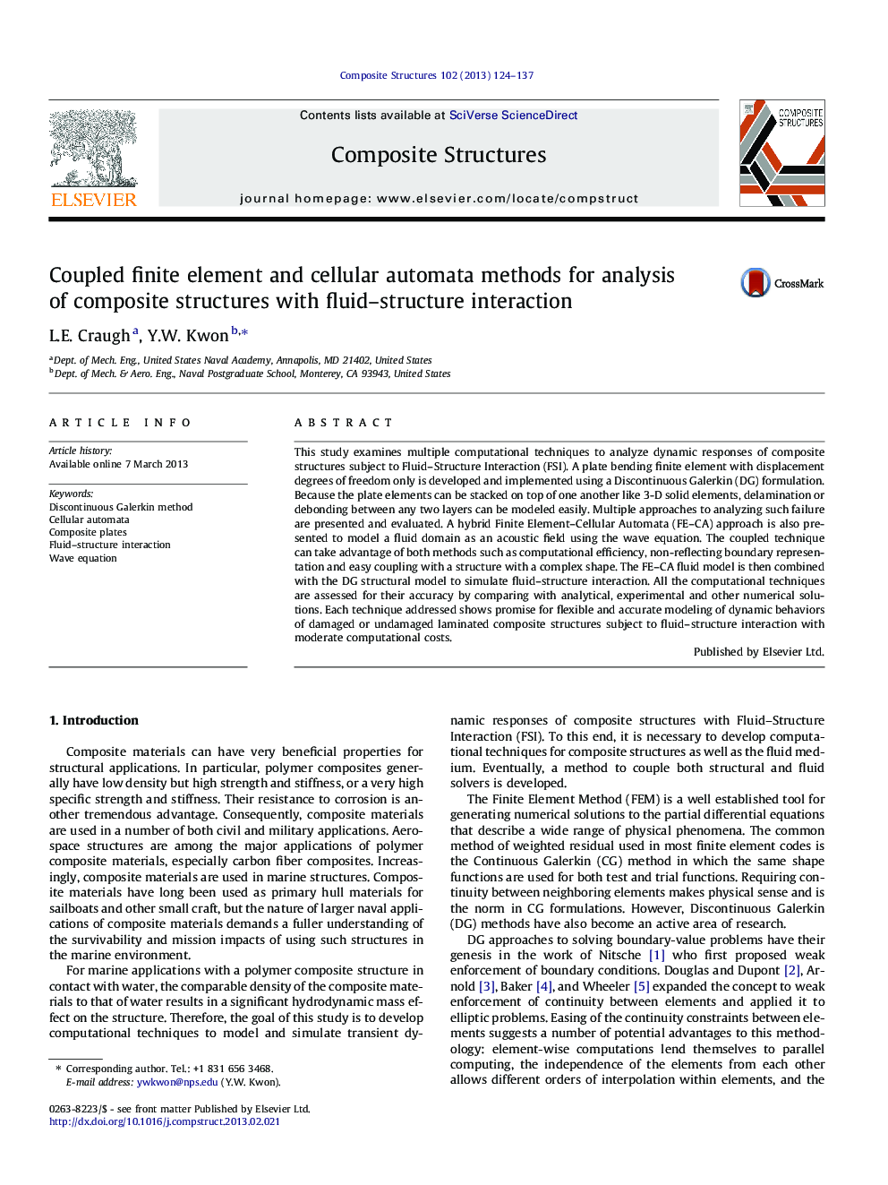 Coupled finite element and cellular automata methods for analysis of composite structures with fluid–structure interaction