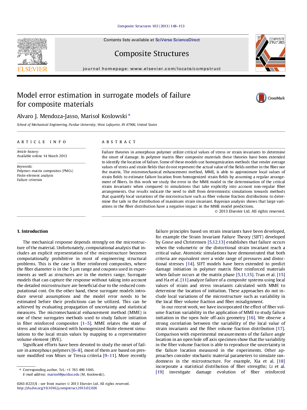 Model error estimation in surrogate models of failure for composite materials