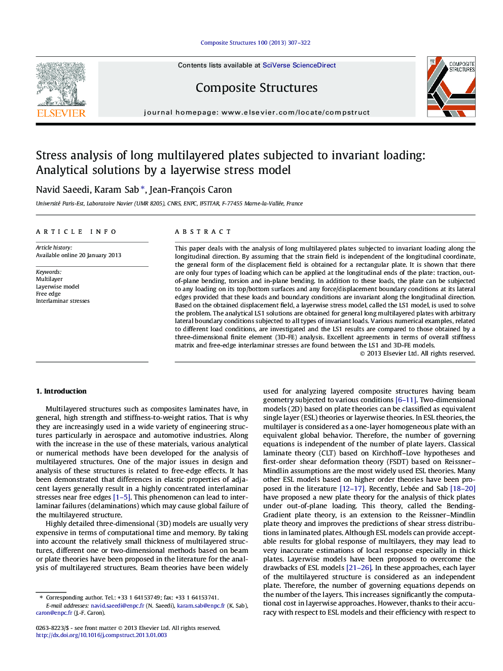 Stress analysis of long multilayered plates subjected to invariant loading: Analytical solutions by a layerwise stress model