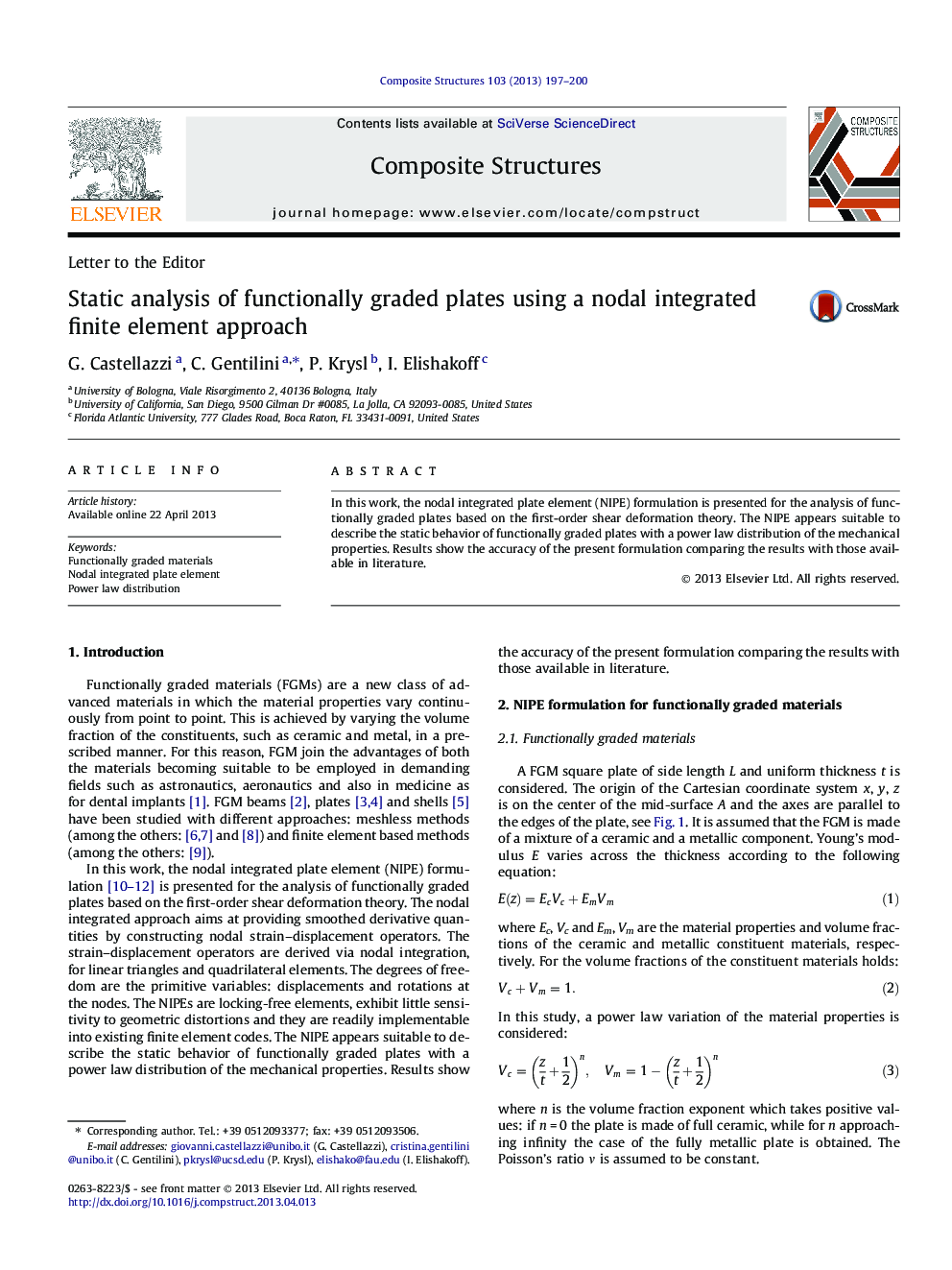 Static analysis of functionally graded plates using a nodal integrated finite element approach