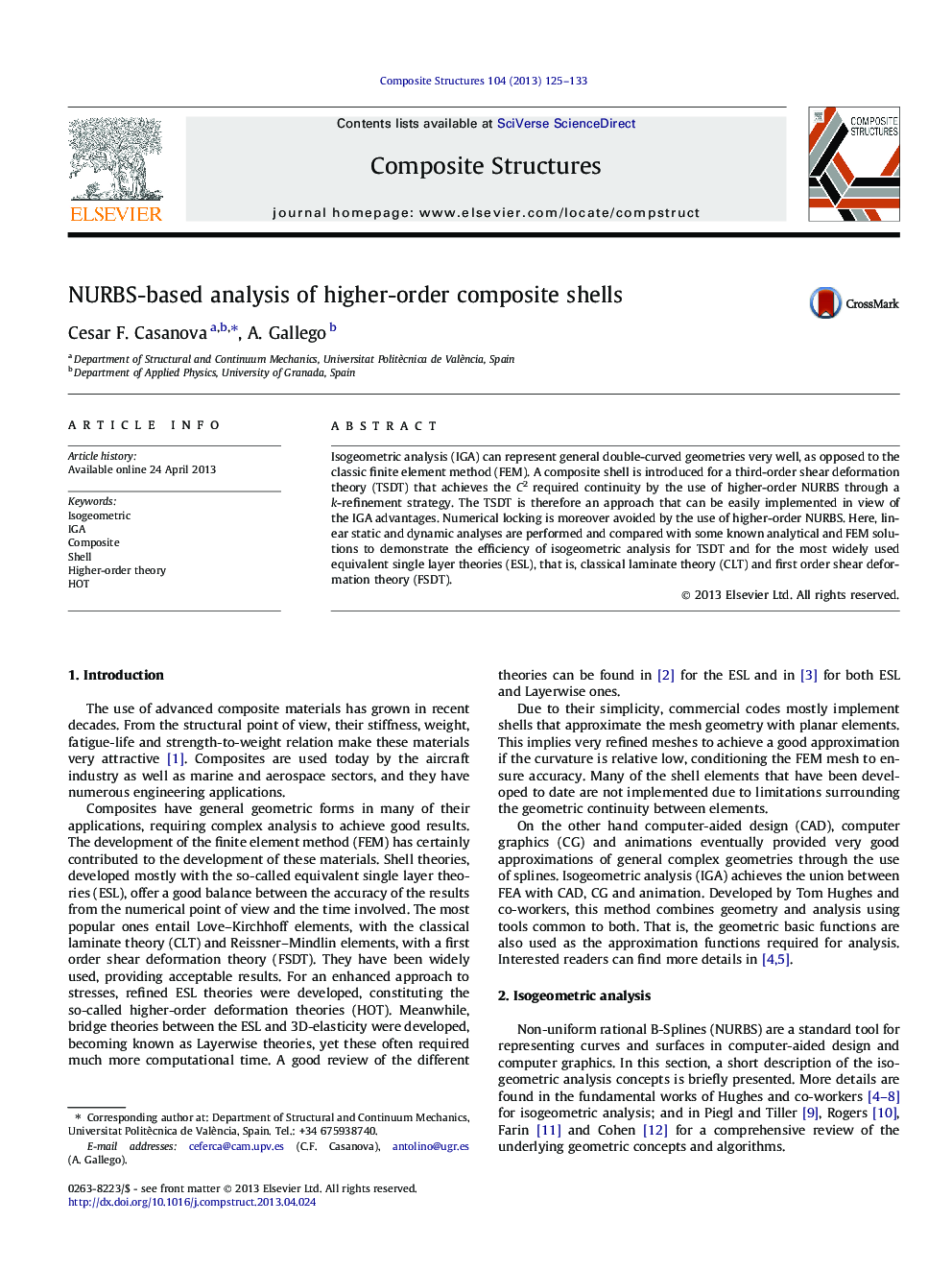 NURBS-based analysis of higher-order composite shells