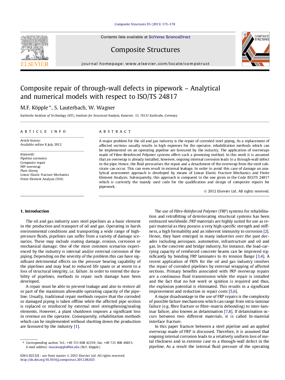 Composite repair of through-wall defects in pipework – Analytical and numerical models with respect to ISO/TS 24817