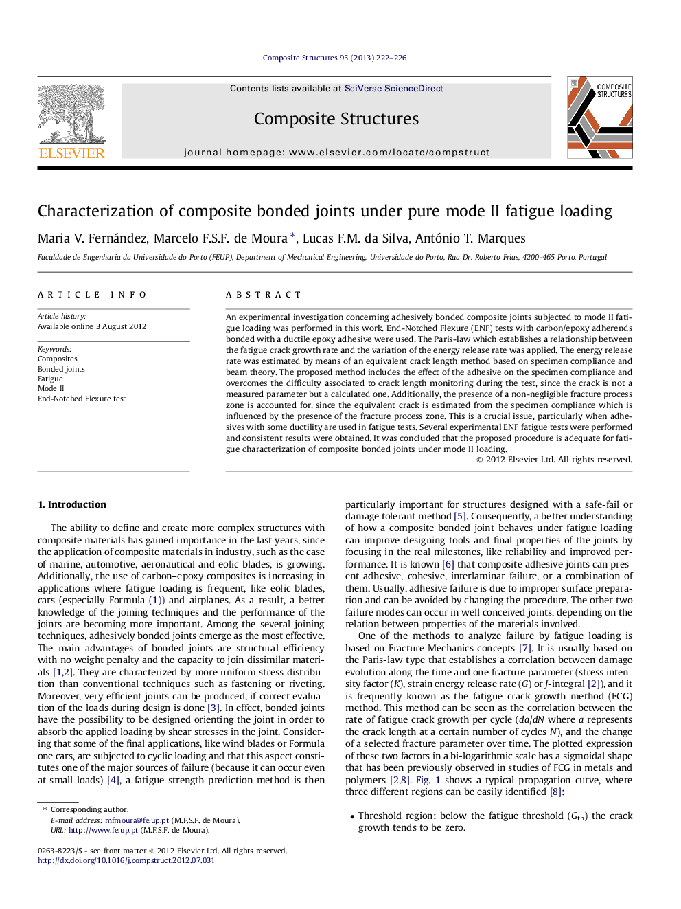 Characterization of composite bonded joints under pure mode II fatigue loading