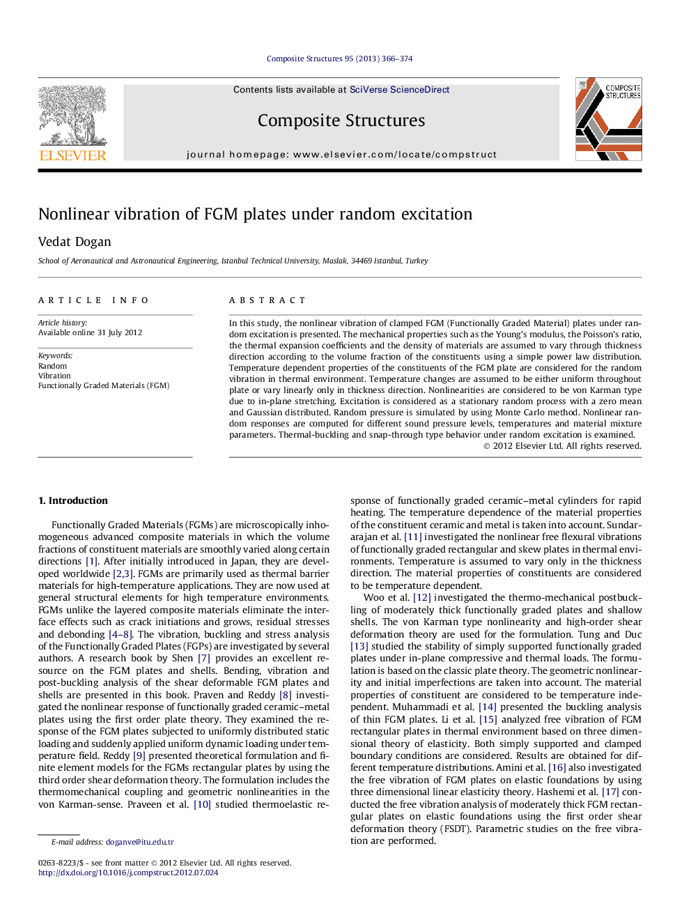 Nonlinear vibration of FGM plates under random excitation