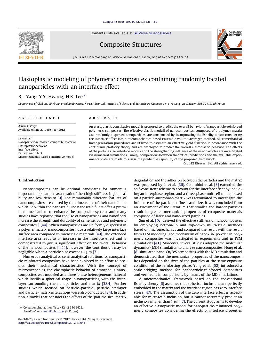 عکس صفحه اول مقاله: Elastoplastic modeling of polymeric composites containing randomly located nanoparticles with an interface effect Elastoplastic modeling of polymeric composites containing randomly located nanoparticles with an interface effect