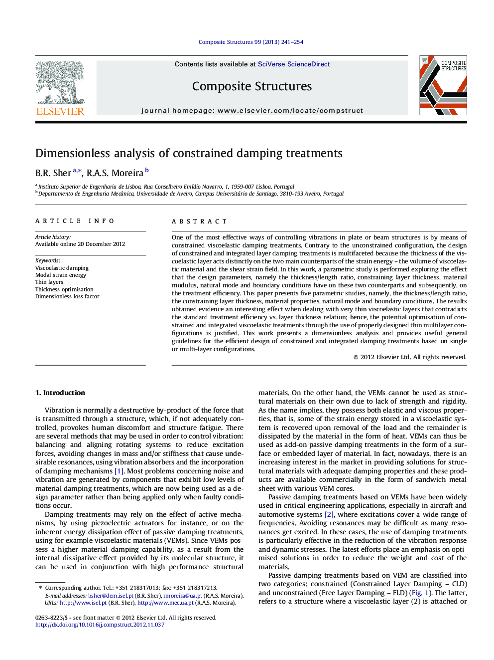 Dimensionless analysis of constrained damping treatments