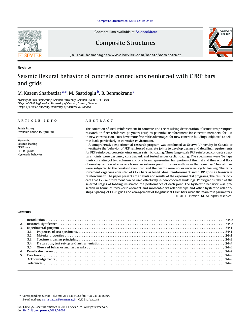 Seismic flexural behavior of concrete connections reinforced with CFRP bars and grids