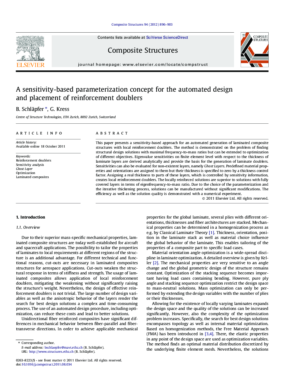 عکس صفحه اول مقاله: A sensitivity-based parameterization concept for the automated design and placement of reinforcement doublers A sensitivity-based parameterization concept for the automated design and placement of reinforcement doublers