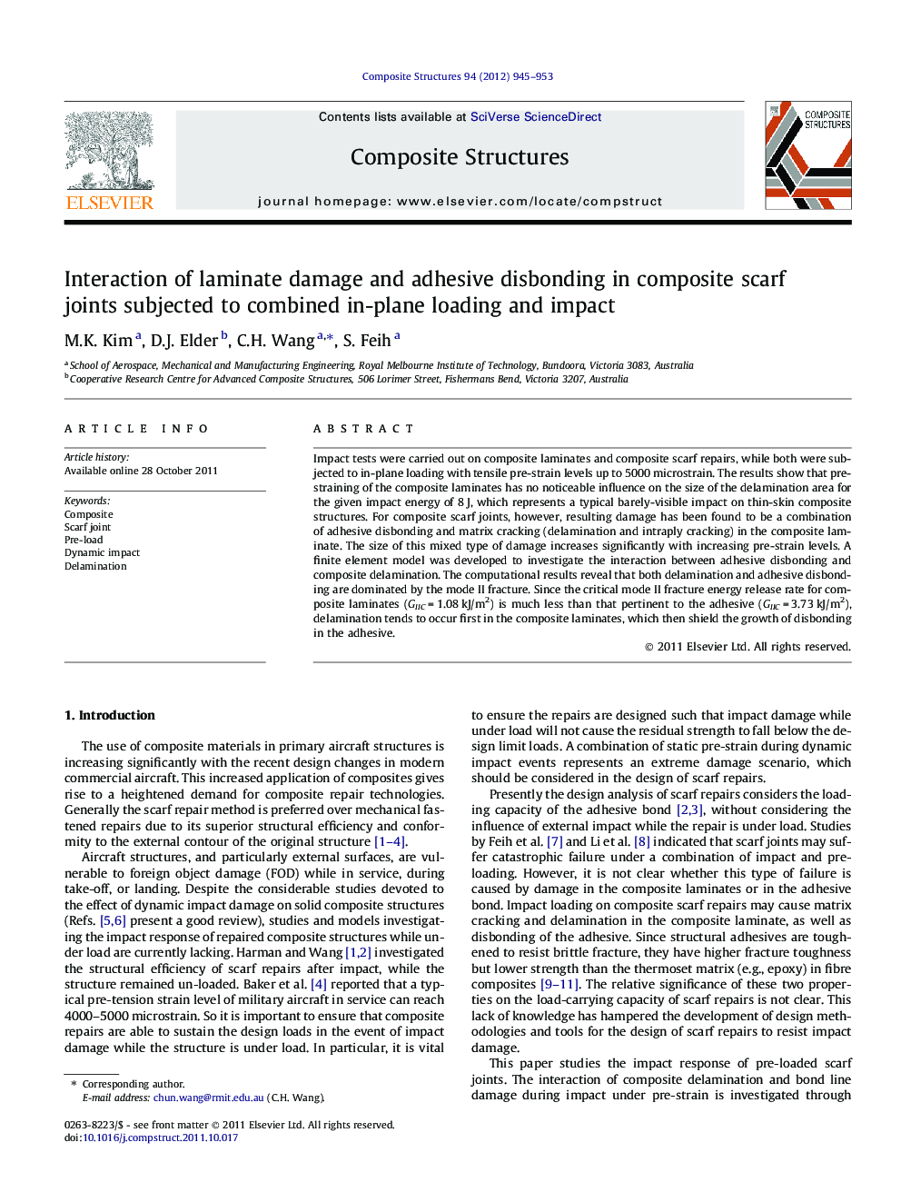 Interaction of laminate damage and adhesive disbonding in composite scarf joints subjected to combined in-plane loading and impact