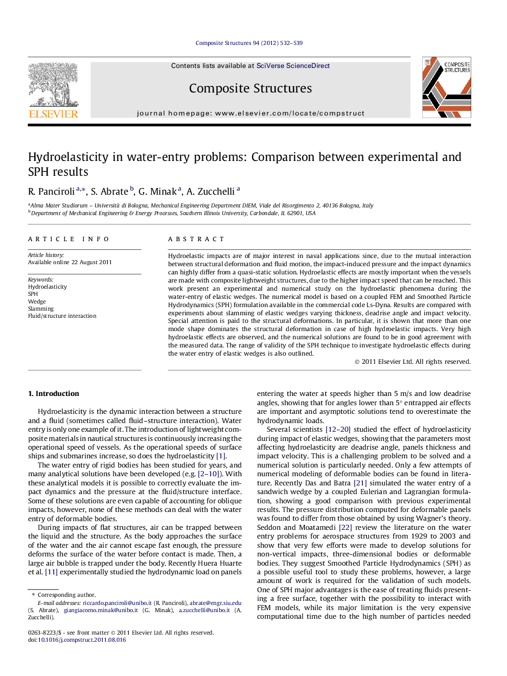 Hydroelasticity in water-entry problems: Comparison between experimental and SPH results