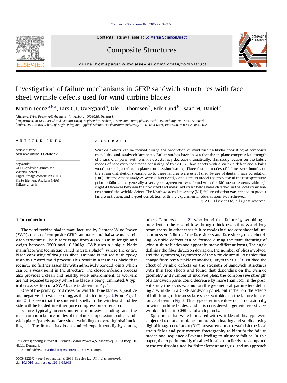 Investigation of failure mechanisms in GFRP sandwich structures with face sheet wrinkle defects used for wind turbine blades