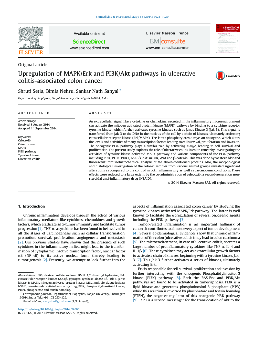 Upregulation of MAPK/Erk and PI3K/Akt pathways in ulcerative colitis-associated colon cancer