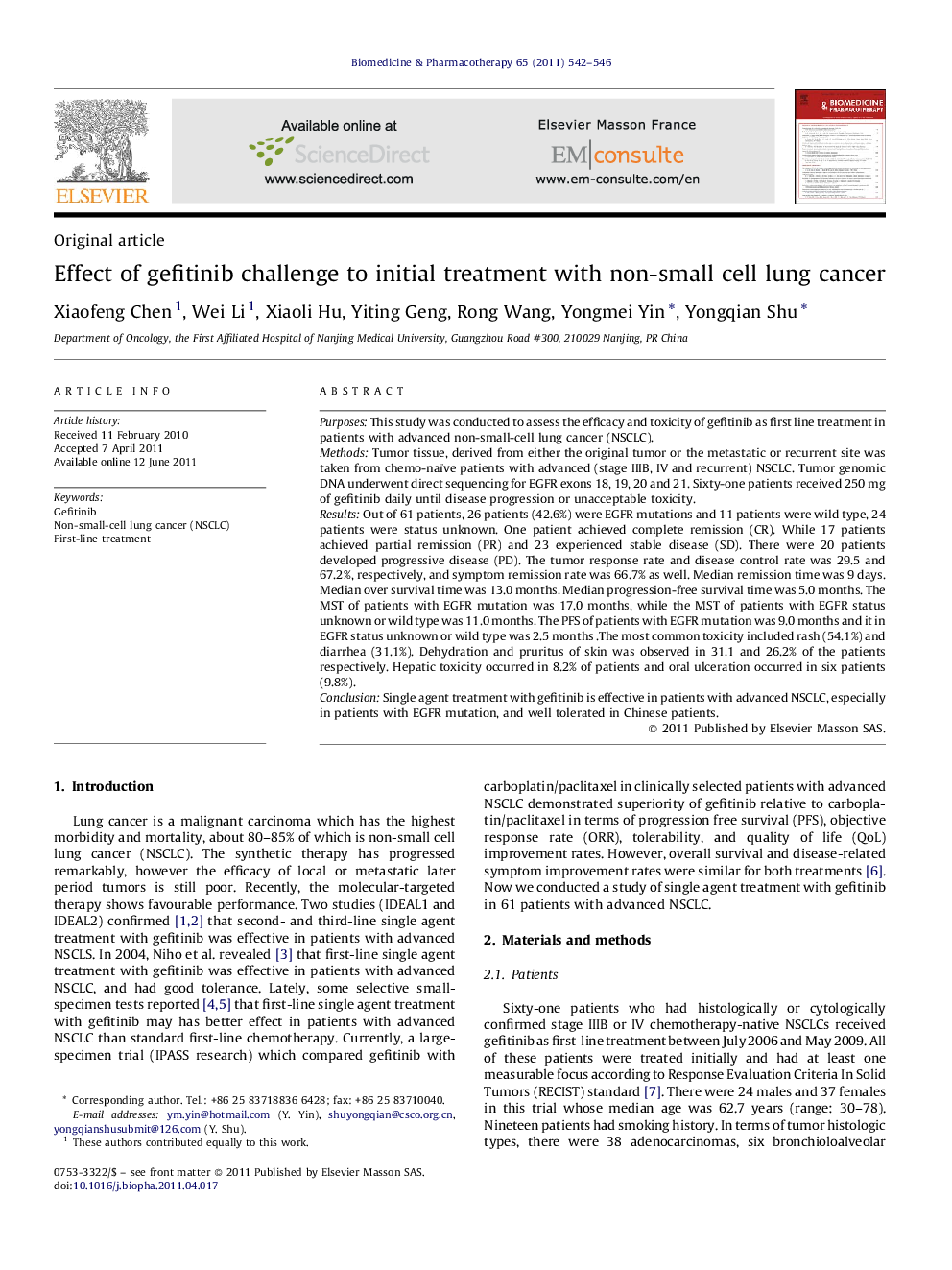 Effect of gefitinib challenge to initial treatment with non-small cell lung cancer