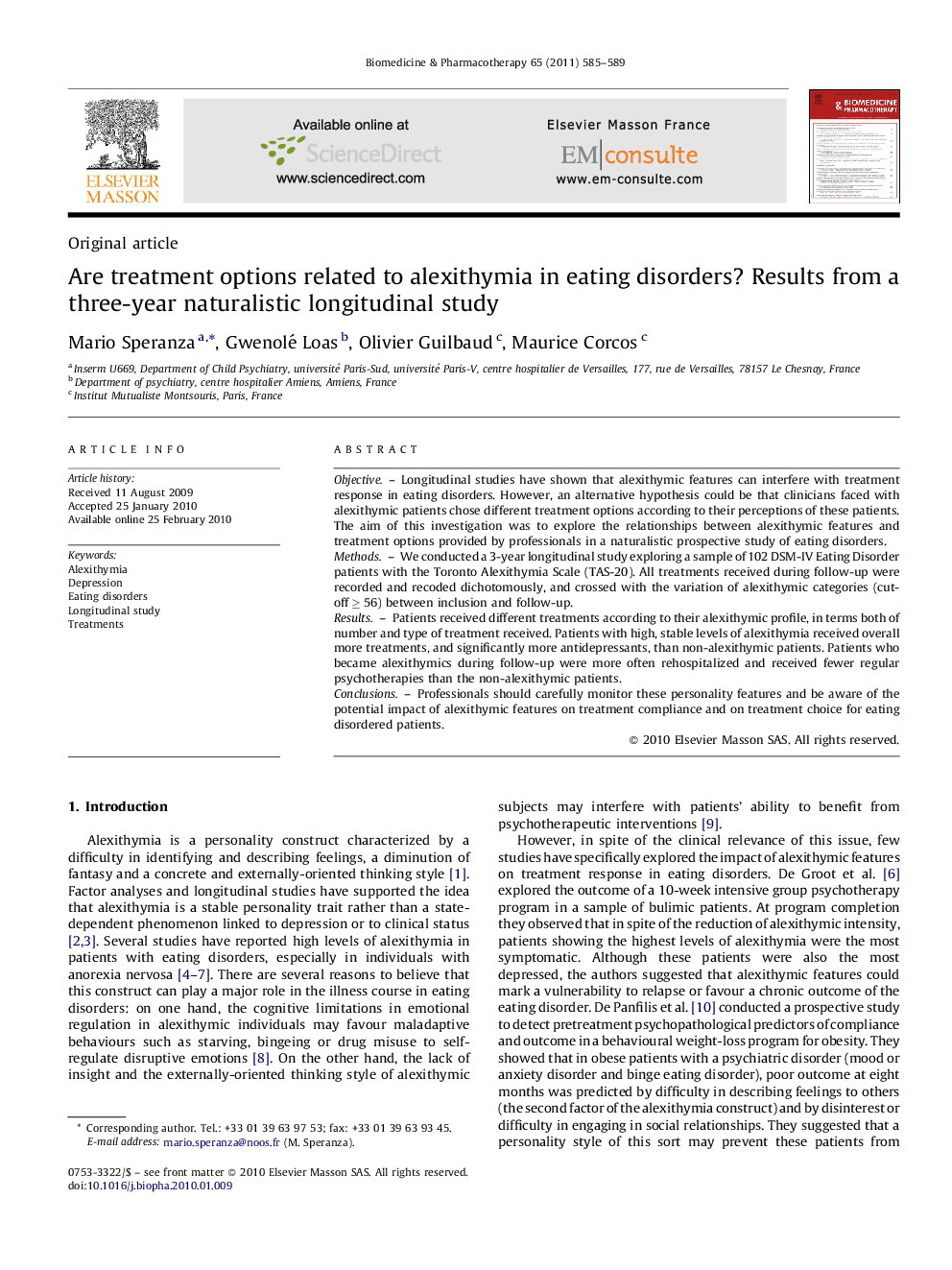 Are treatment options related to alexithymia in eating disorders? Results from a three-year naturalistic longitudinal study