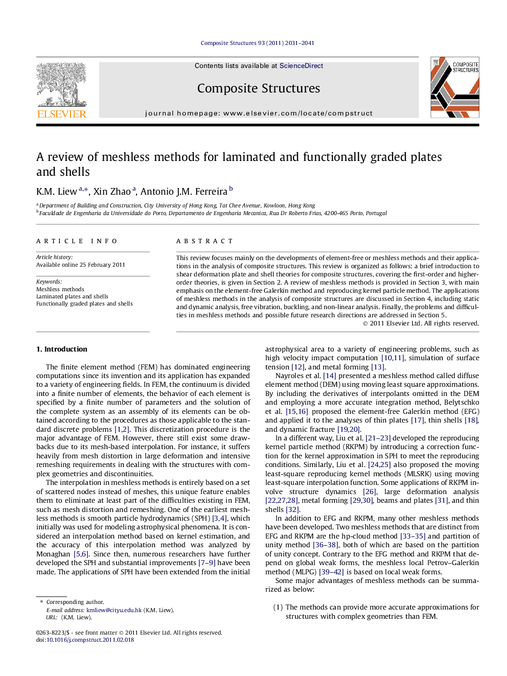 A review of meshless methods for laminated and functionally graded plates and shells