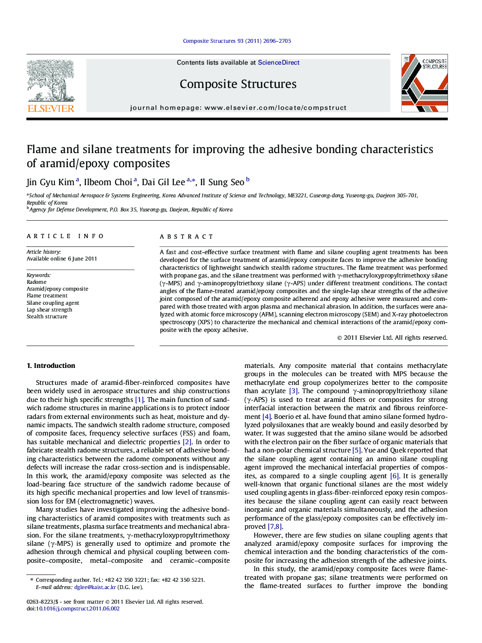 Flame and silane treatments for improving the adhesive bonding characteristics of aramid/epoxy composites