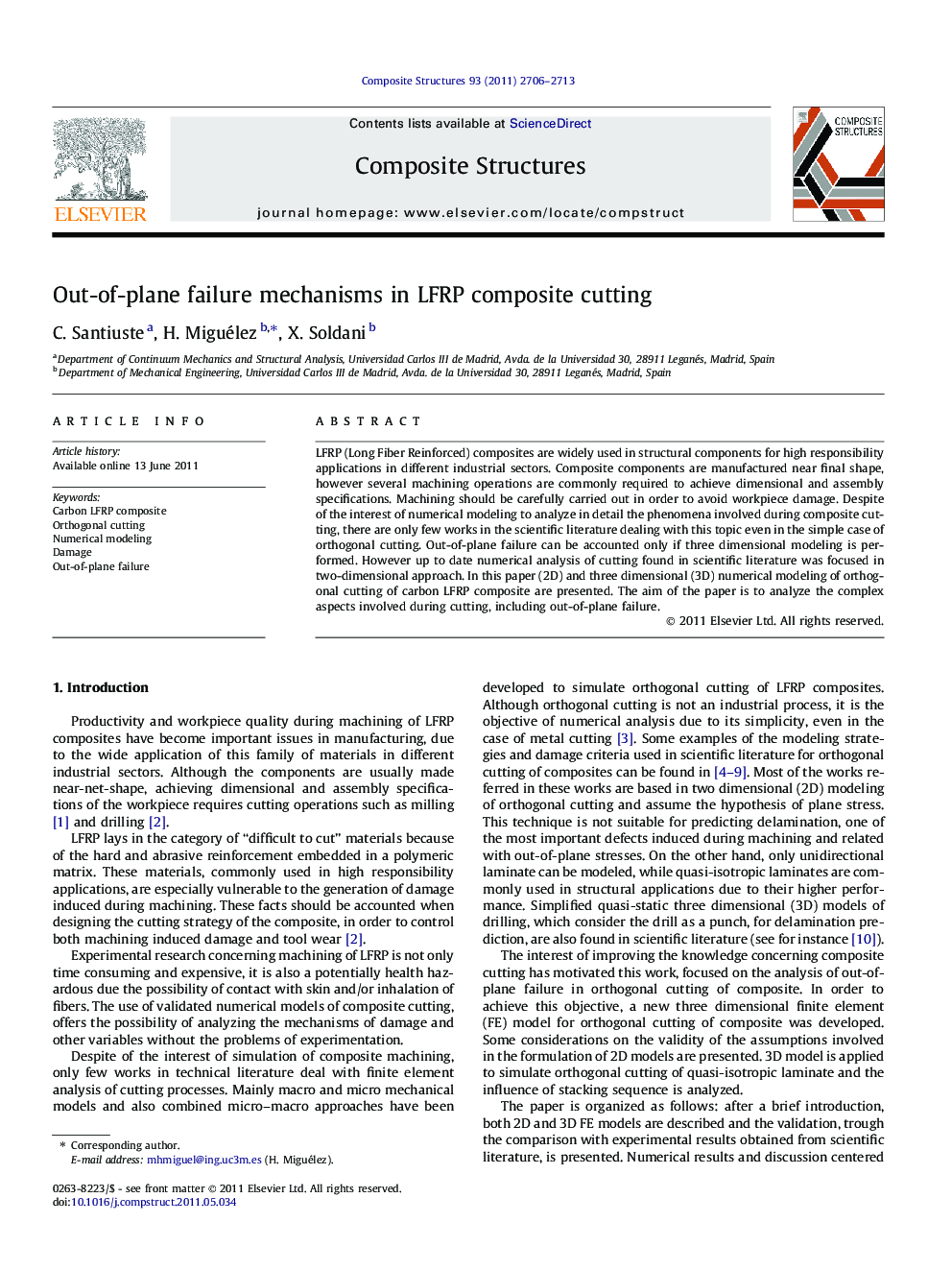 Out-of-plane failure mechanisms in LFRP composite cutting