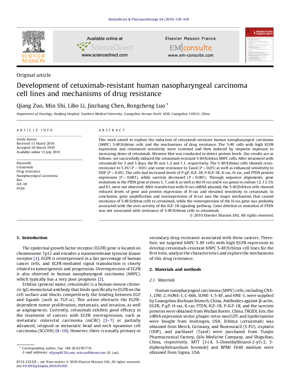 Development of cetuximab-resistant human nasopharyngeal carcinoma cell lines and mechanisms of drug resistance