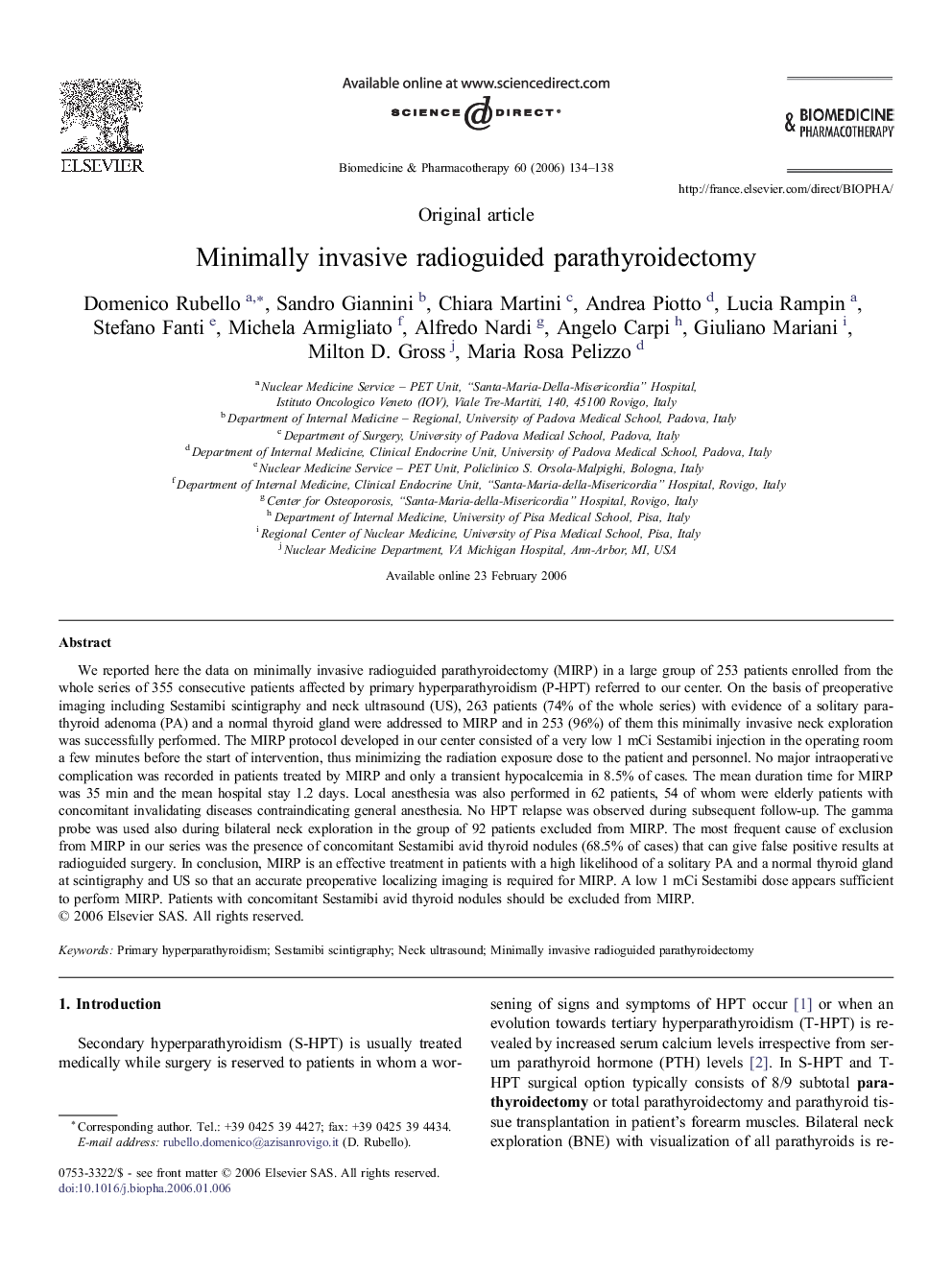 Minimally invasive radioguided parathyroidectomy