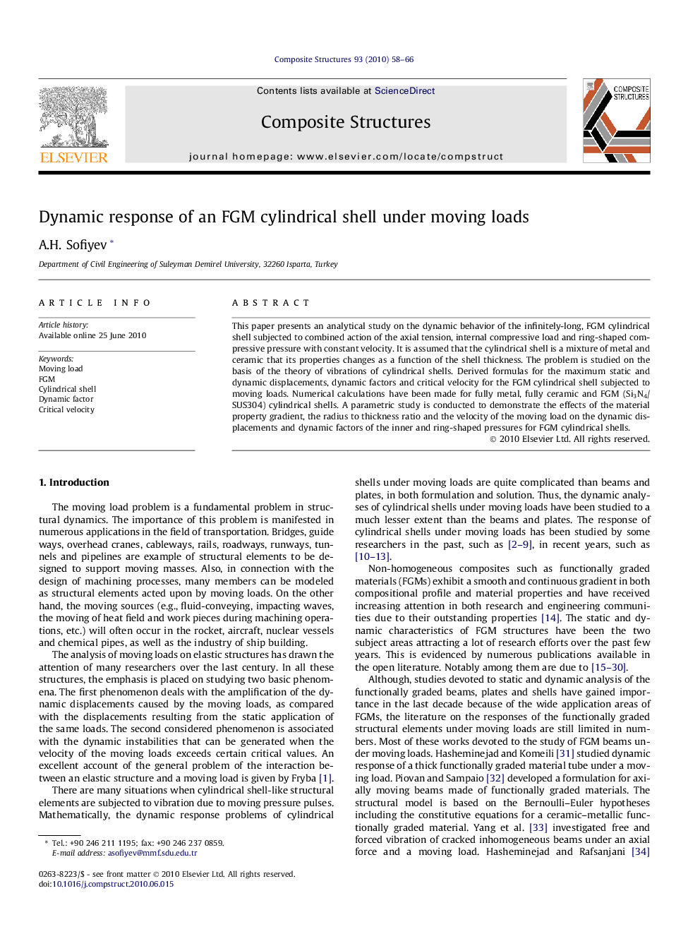 Dynamic response of an FGM cylindrical shell under moving loads