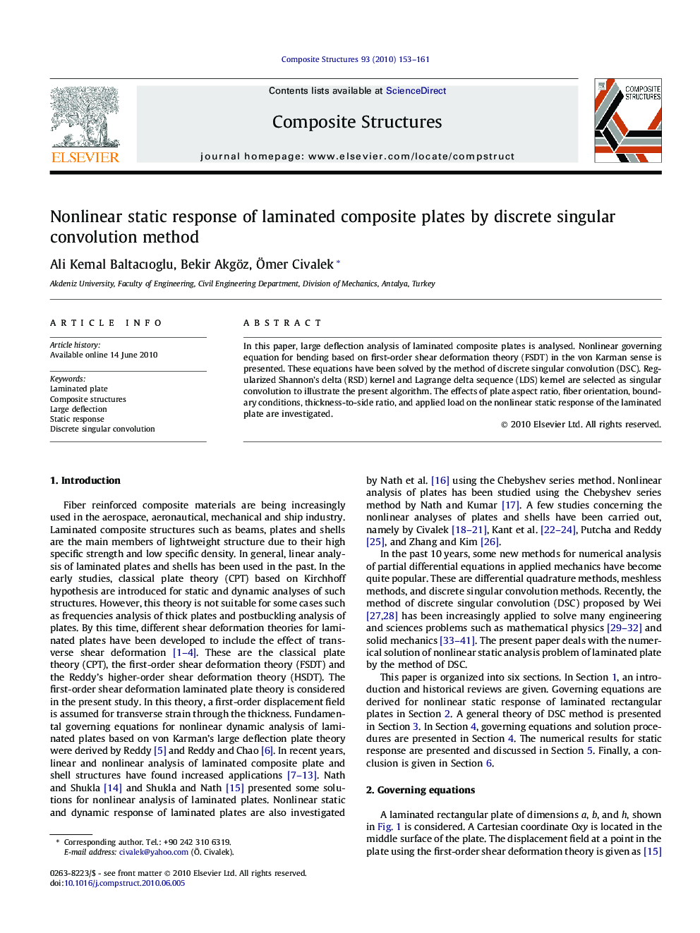 Nonlinear static response of laminated composite plates by discrete singular convolution method