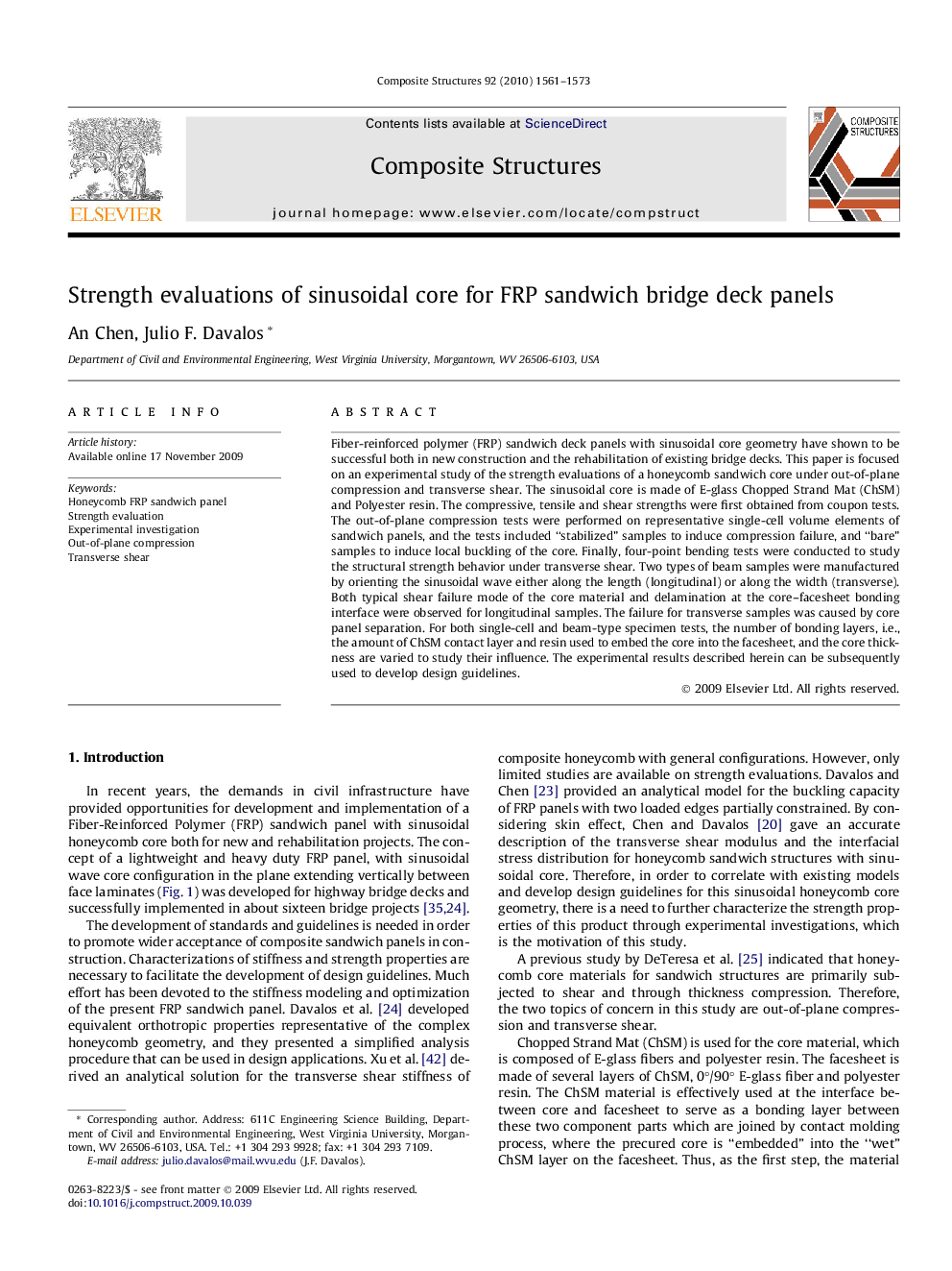 Strength evaluations of sinusoidal core for FRP sandwich bridge deck panels