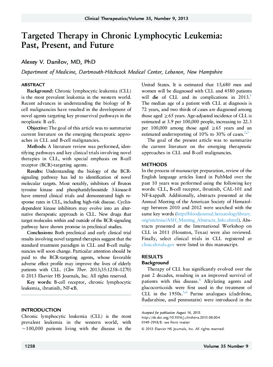 Targeted Therapy in Chronic Lymphocytic Leukemia: Past, Present, and Future