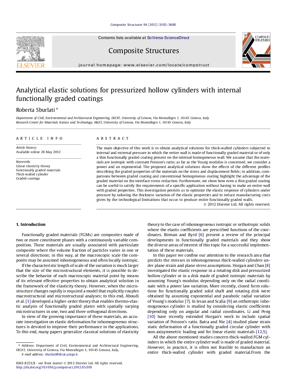 Analytical elastic solutions for pressurized hollow cylinders with internal functionally graded coatings