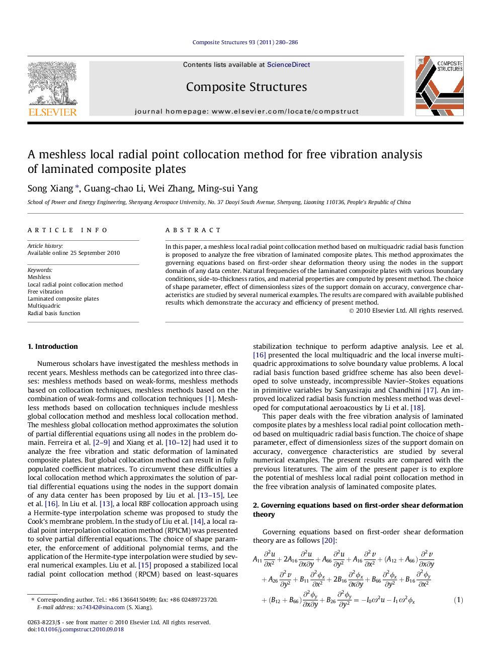 A meshless local radial point collocation method for free vibration analysis of laminated composite plates