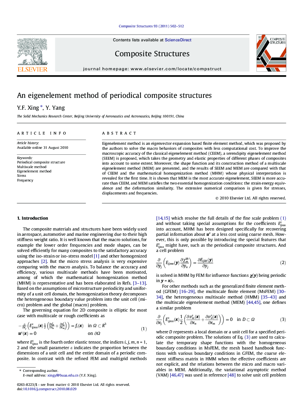 An eigenelement method of periodical composite structures