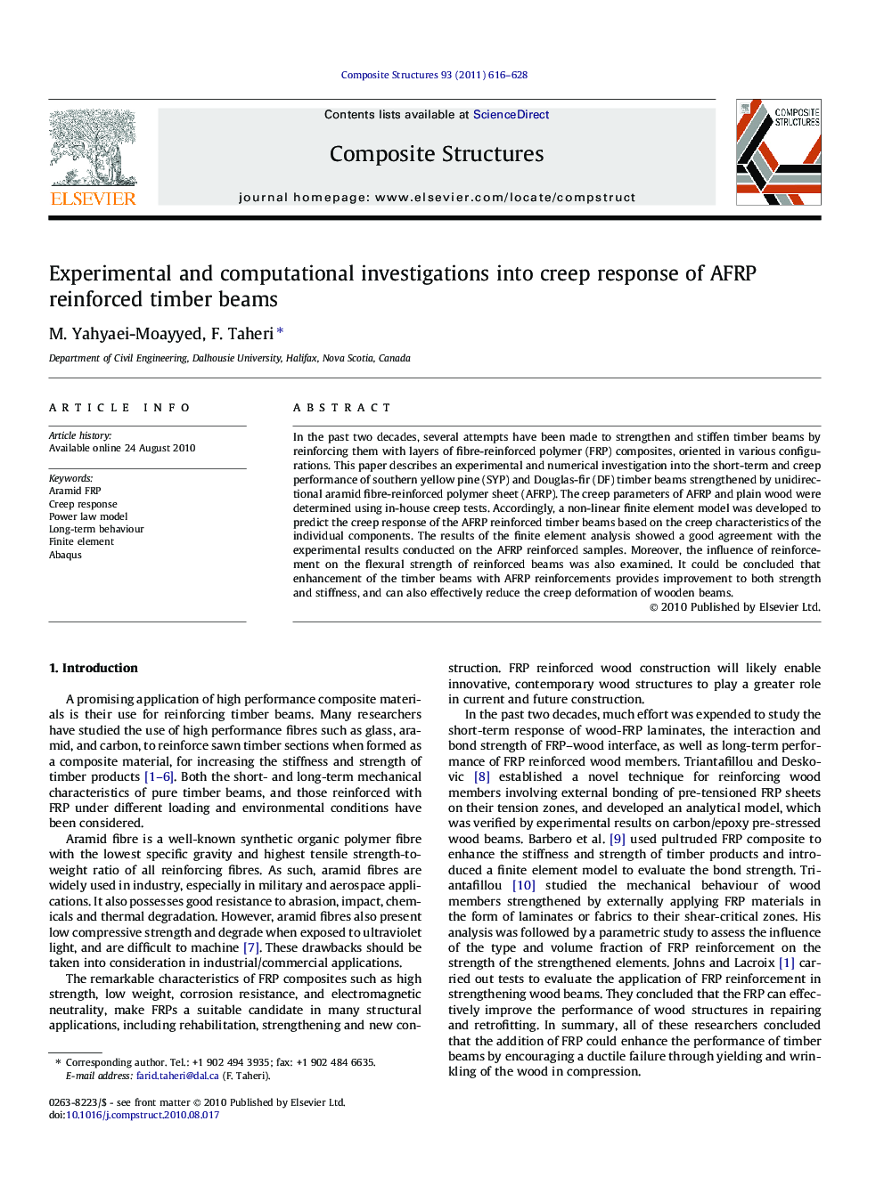 Experimental and computational investigations into creep response of AFRP reinforced timber beams