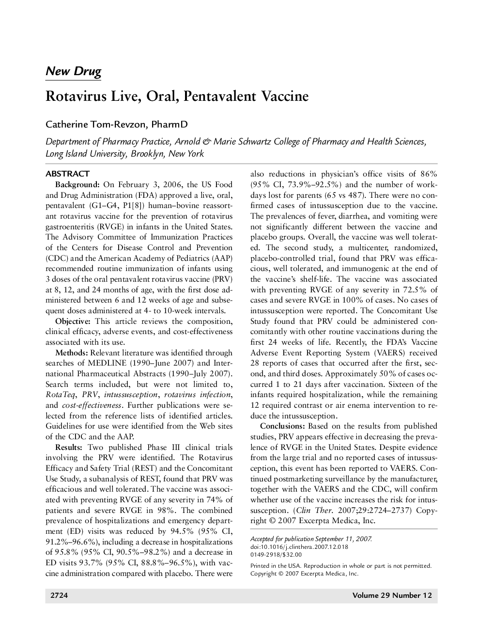 Rotavirus live, oral, pentavalent vaccine
