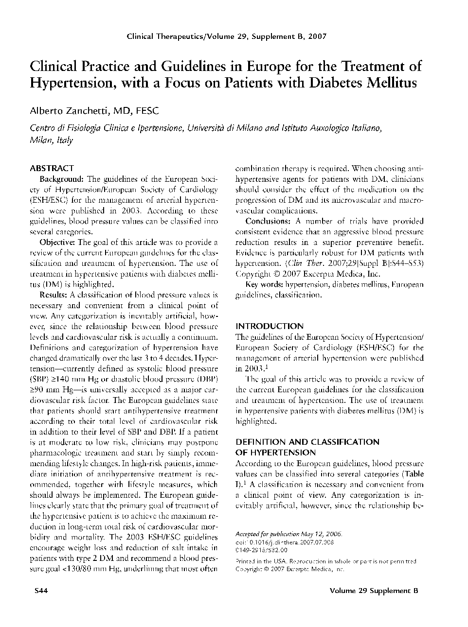 Clinical practice and guidelines in Europe for the treatment of hypertension, with a focus on patients with diabetes mellitus