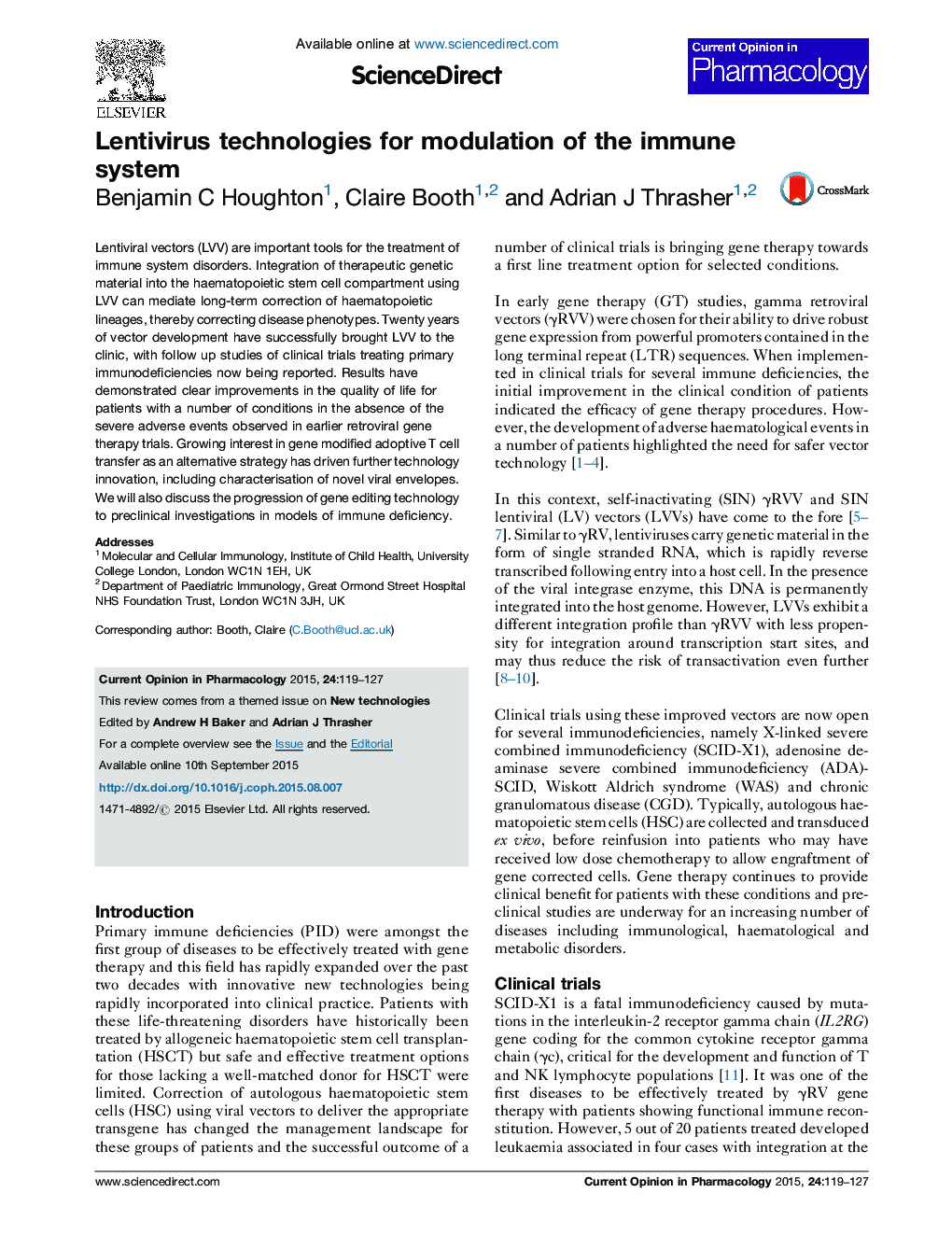 Lentivirus technologies for modulation of the immune system