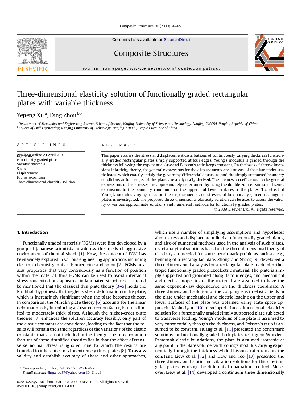 Three-dimensional elasticity solution of functionally graded rectangular plates with variable thickness