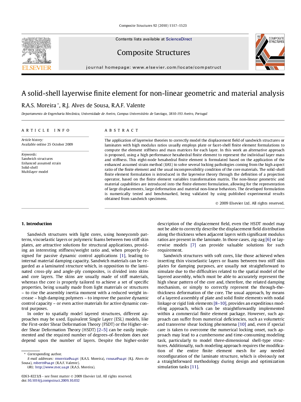 A solid-shell layerwise finite element for non-linear geometric and material analysis