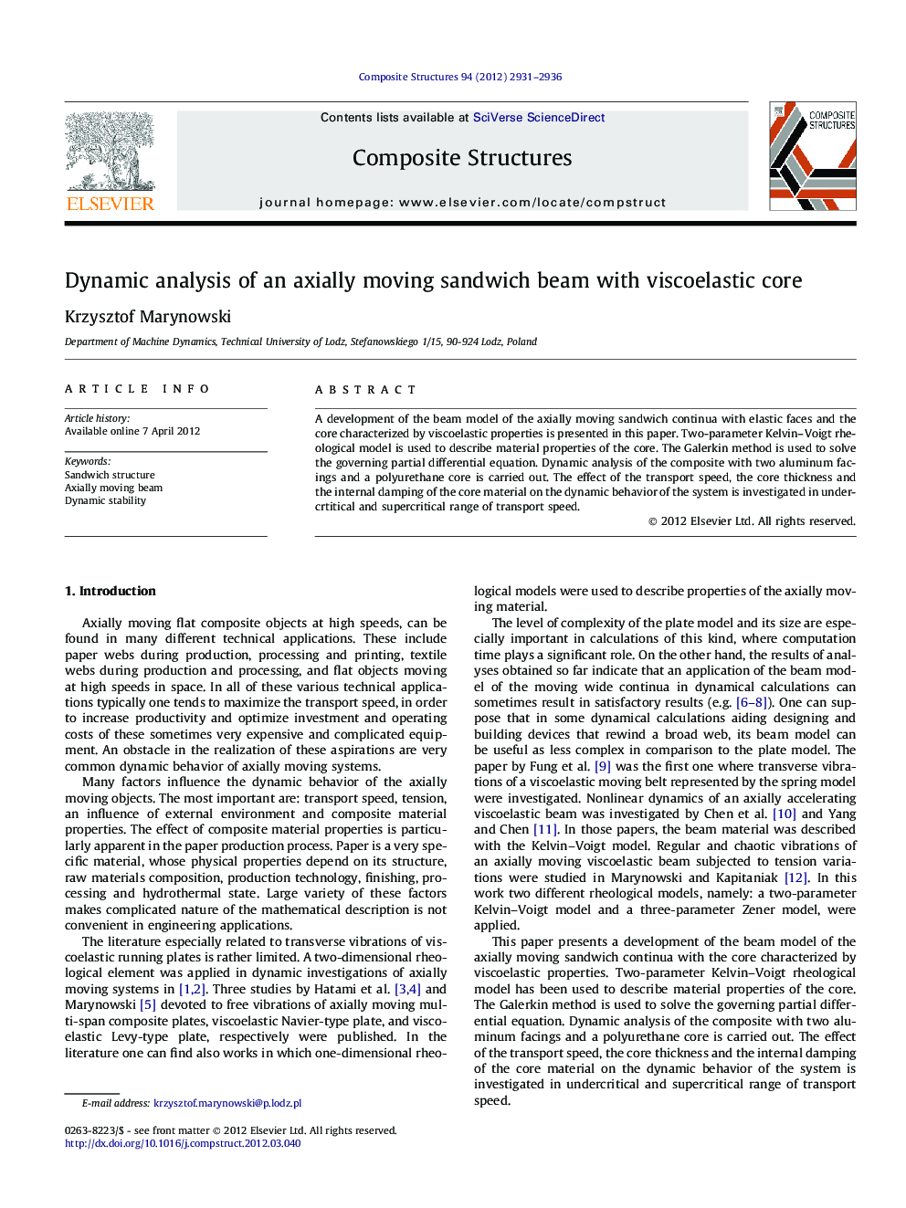 Dynamic analysis of an axially moving sandwich beam with viscoelastic core