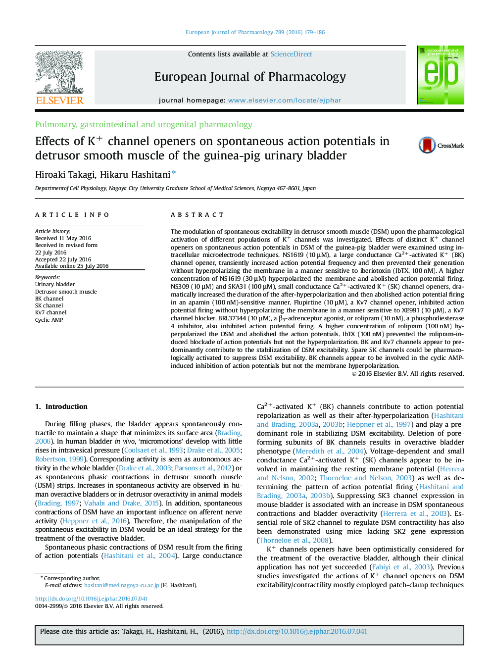 Effects of K+ channel openers on spontaneous action potentials in detrusor smooth muscle of the guinea-pig urinary bladder