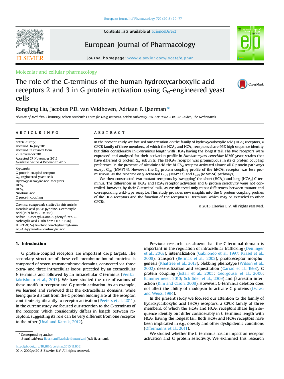 The role of the C-terminus of the human hydroxycarboxylic acid receptors 2 and 3 in G protein activation using Gα-engineered yeast cells