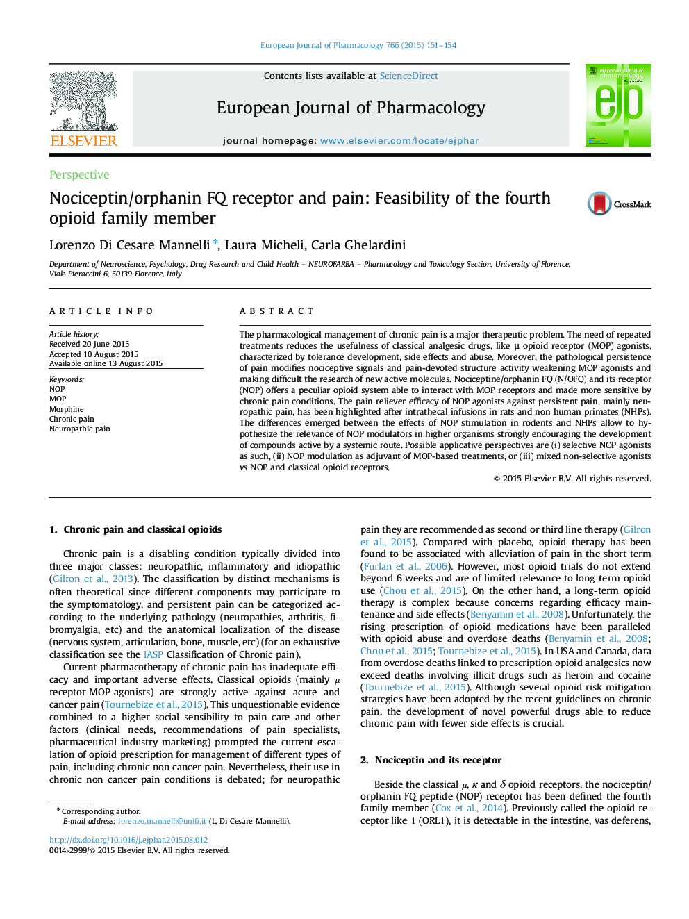 Nociceptin/orphanin FQ receptor and pain: Feasibility of the fourth opioid family member